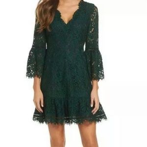 Green Lace Eliza J Dress with Ruffle Sleeve